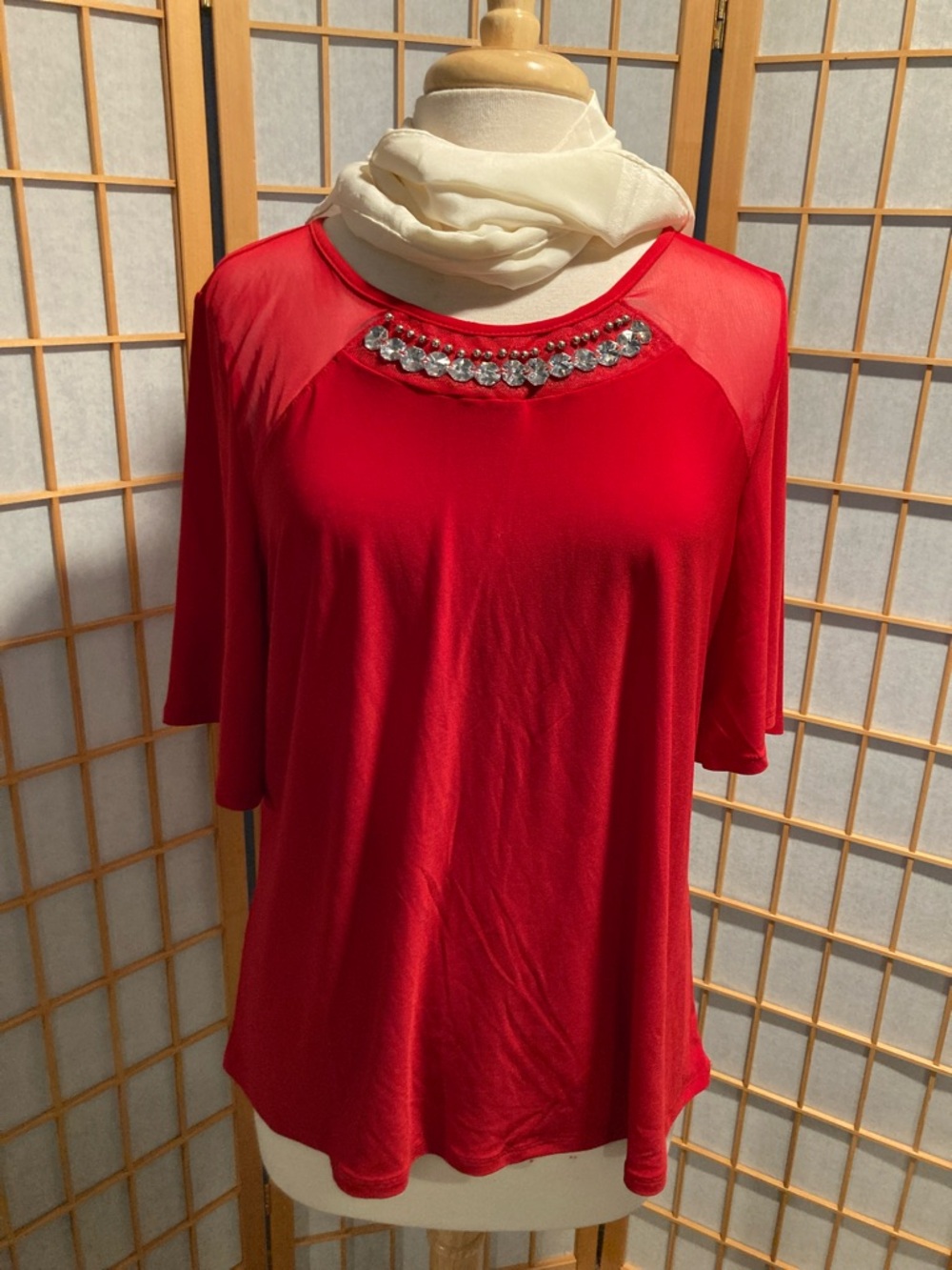Adele  & May - Red Short-Sleeve Jewel Neck Tee